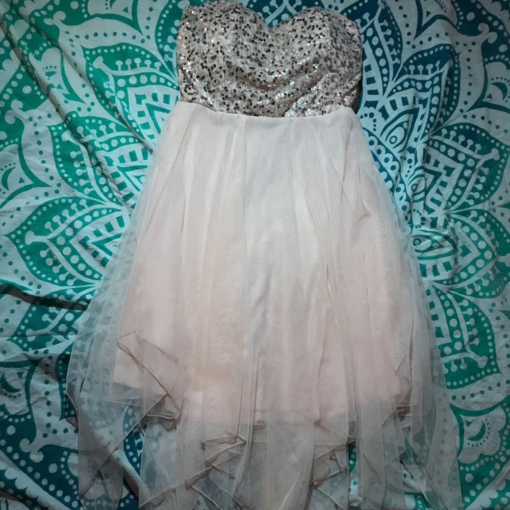 Sequenced Light Pink Prom Dress
